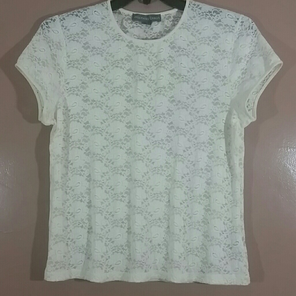 Josephine Chaus Sheer Floral Lace Top